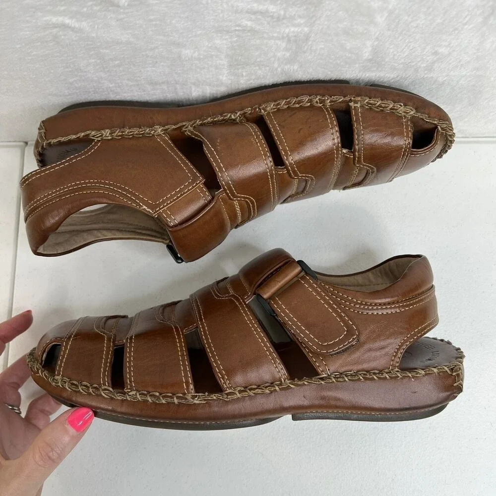GBX Size‎ 9M Fisherman Sandals Brown Leather Casual Comfort Summer Shoes Mens